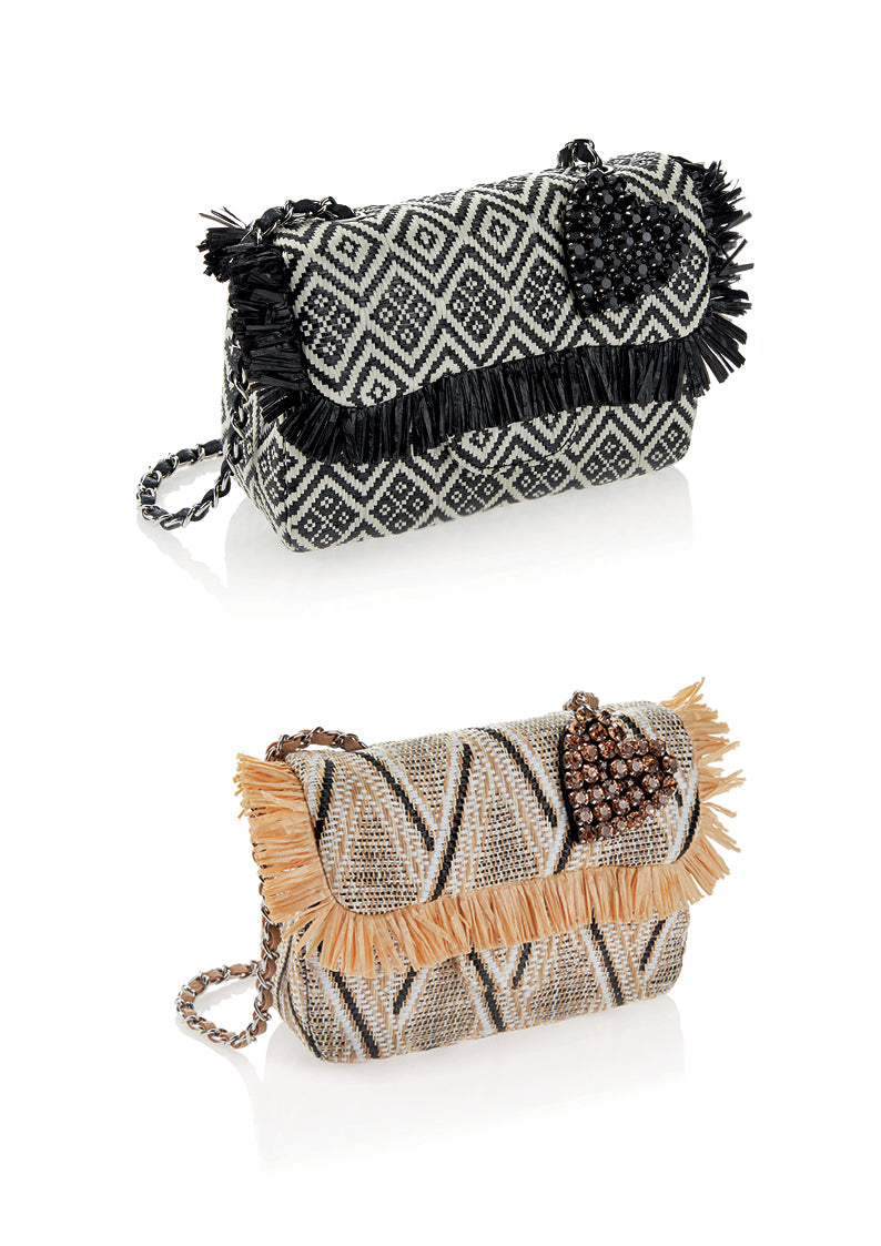 CLUTCH IN RAFIA CON CRISTALLI
