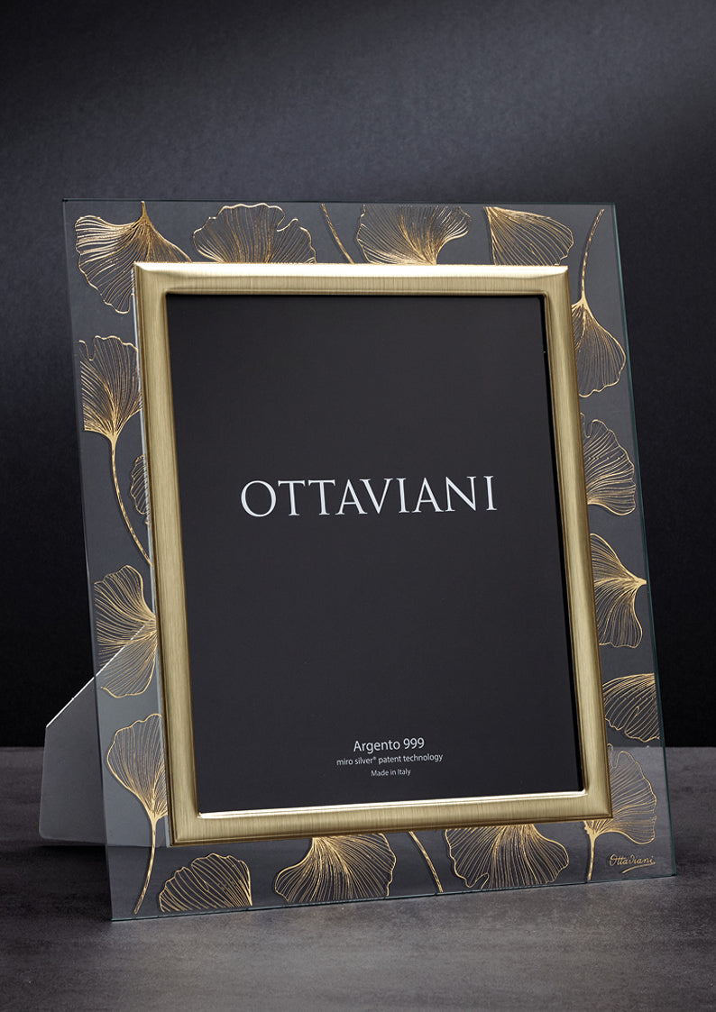 PORTAFOTO CRISTALLO "SOFFIO " C/FOGLIA ORO