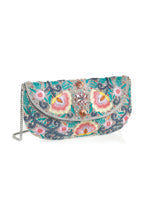 CLUTCH CON RICAMI,CRISTALLI,PERLINE E STRASS