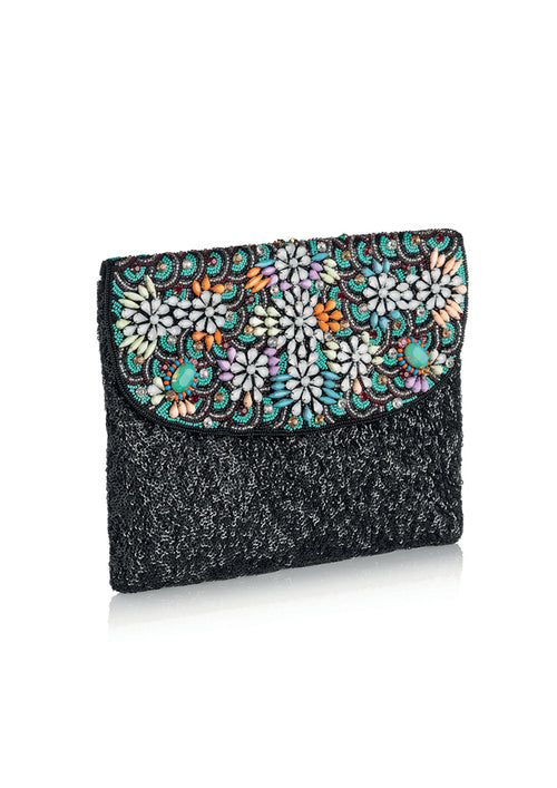 CLUTCH CON CRISTALLI,PERLINE E STRASS