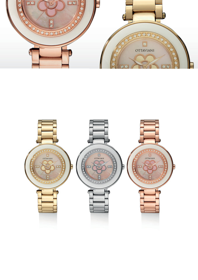 QUARZO ACCIAIO ROSE GOLD E STRASS