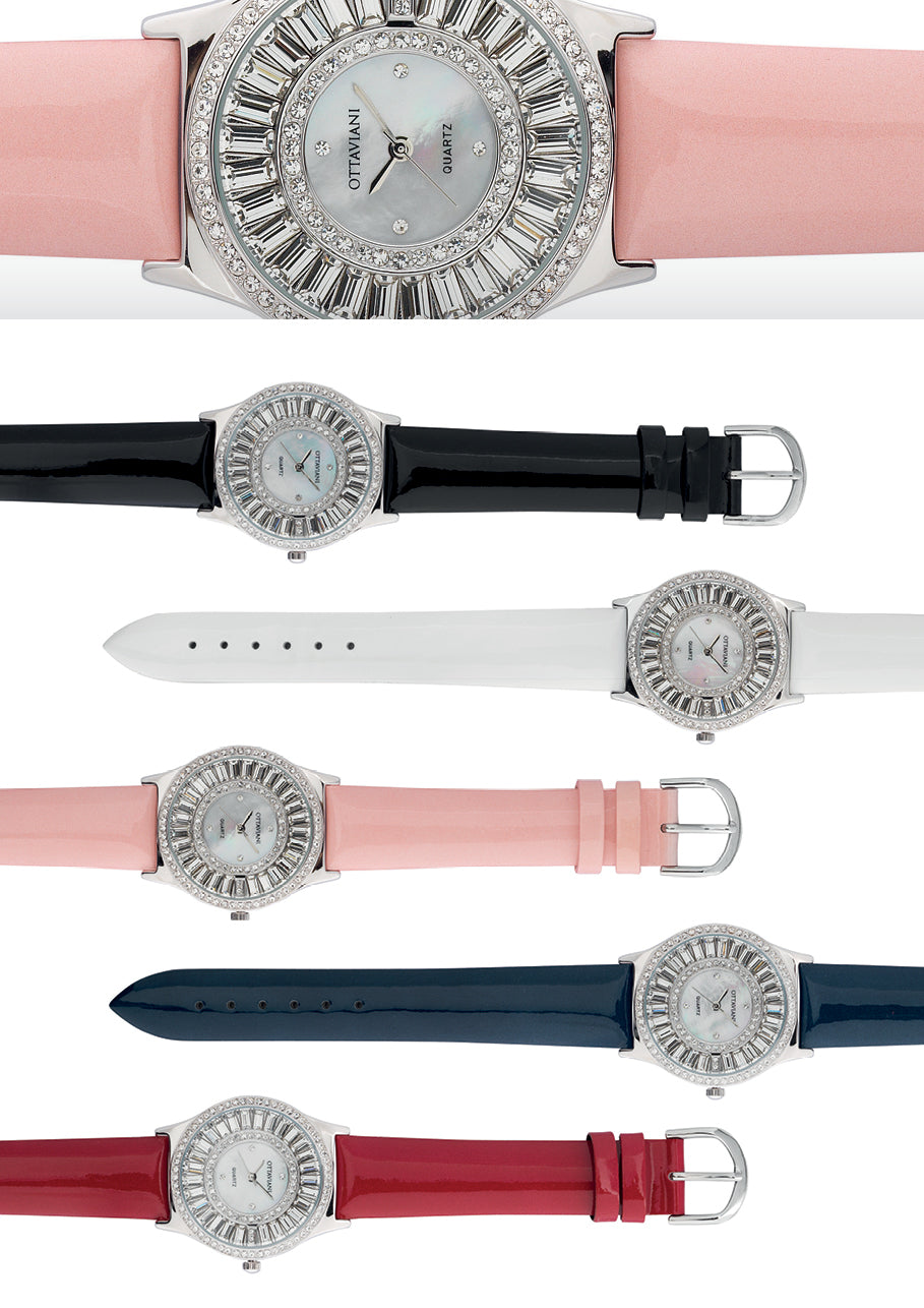 OROLOGIO QUARZO ACCIAIO,STRASS-VERNICE ROSA